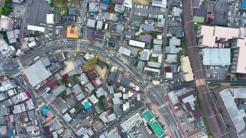 Aerial view 4k by drone of building in Uji City
