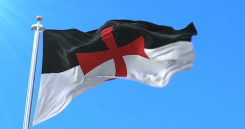 Drapeau des Templiers de guerre agitant au vent