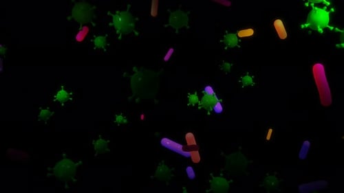 Futuristic Viral Microbes and Bacteria Floating Background Loop