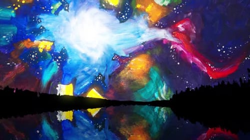 Dynamic Abstract Painting Animation with Water Reflection