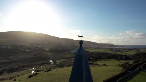 Aerial View of the Church of Ireland in Glencolumbkille Republic of Ireland