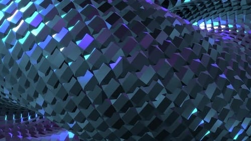 Abstract Geometric Cubes Shimmering Wave Motion Background Loop