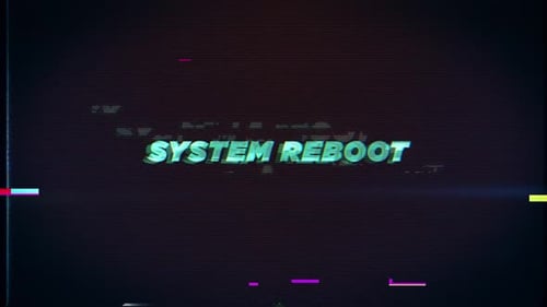 SYSTEM REBOOT Textglitch-Effekte-Konzept für Videospiel-Bildschirm