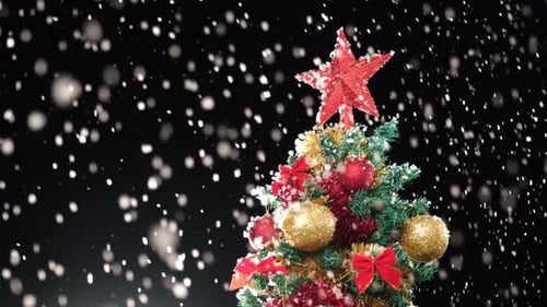 Festive Christmas Tree with Falling Snow