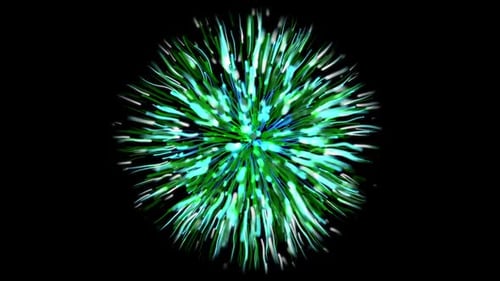 Vibrant Green and Blue Glowing Particle Explosion Background