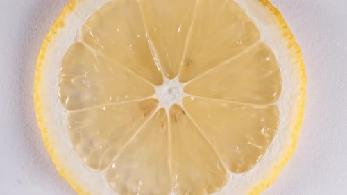 Macro View of Rotating Lemon Slice