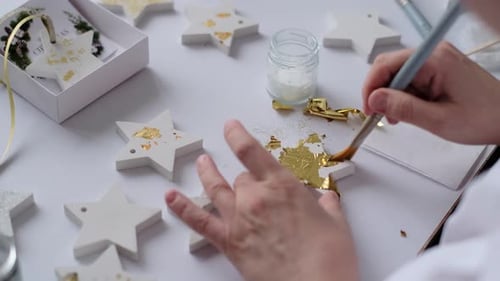 Crafting Gold Leaf Star Holiday Ornaments