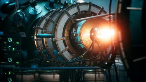 Reator termonuclear ou nuclear futurista da usina de energia Cyberpunk
