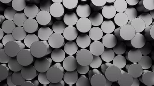 Round mosaic surface with moving cylinders