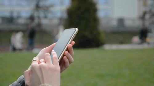 Close Up Woman Hand Use Mobile Phone