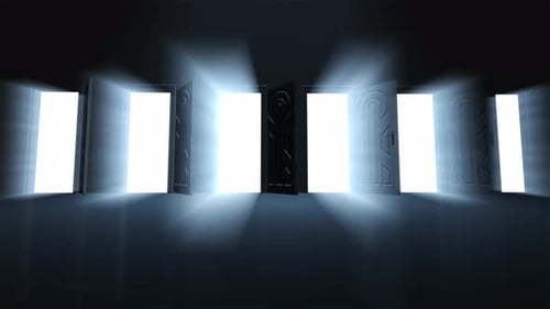 Opening Doors Reveal Animation with Bright Light