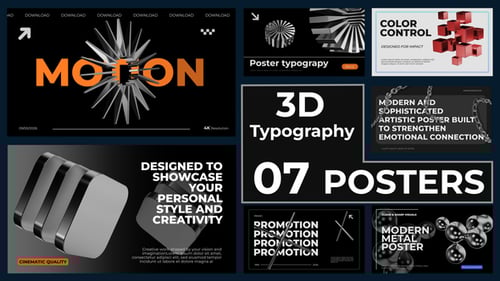 3D Typography Poster MOGRT