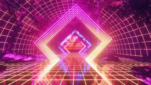 Cyber In Palme im Retro-Stil 03 4K