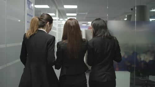 Rear view of businesswomen walking