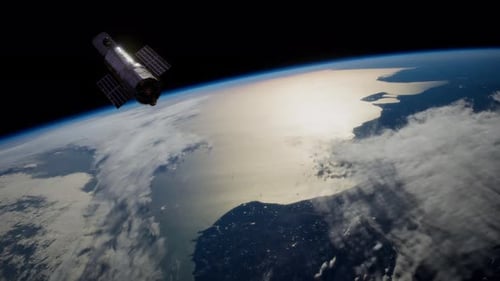 Realistic Satellite Orbiting Planet Earth in Space