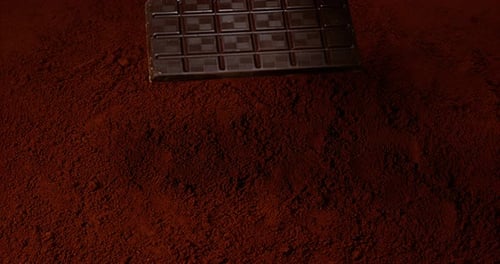 Chocolate Bar on Dark Chocolate Powder