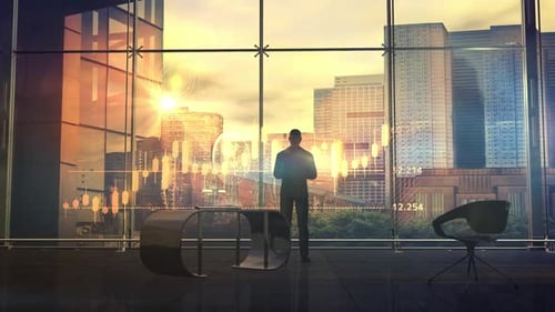 The Businessman In The Office Trades On The Stock Exchange HD