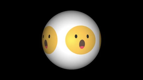 Rotating 3D Sphere with Surprise Emoji Faces Animation