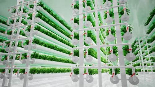 Hydroponic in the greenhouse.Aquaculture. Herb plantation with watering system.