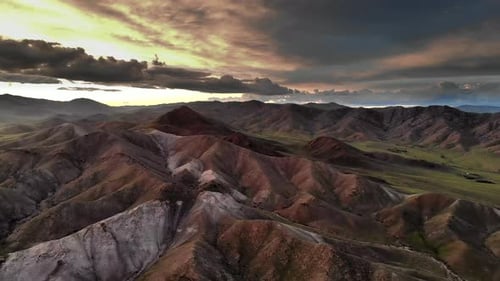 Scenic Mountain Range at Sunset Aerial View
