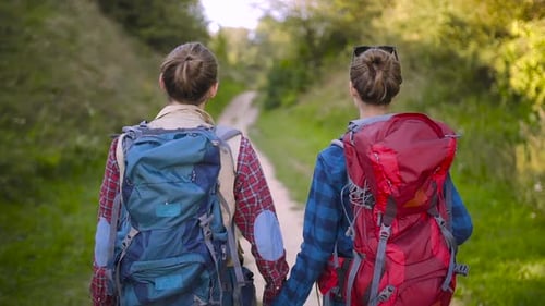 Couple Hiking Together in Rural Setting