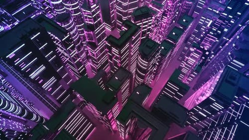 3d render of abstract bright city with skyscrapers. Simple forms of buildings