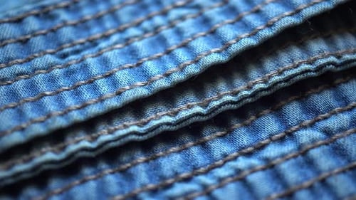 Macro Shot of Blue Denim Fabric Texture