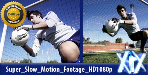 Dynamic Goalkeeper Dives to Save Soccer Ball