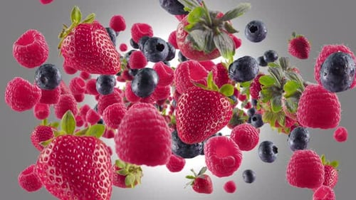 Dynamic Falling Mixed Berries Animation