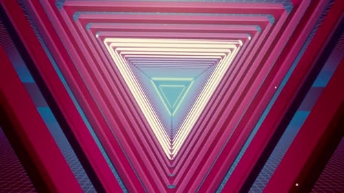 Flying Tunnel Triangle Light Retro 02 4K