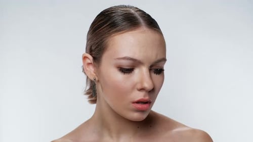 Attractive Young Woman Posing on White Background