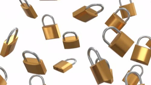 Falling Padlocks Loop on a White Background