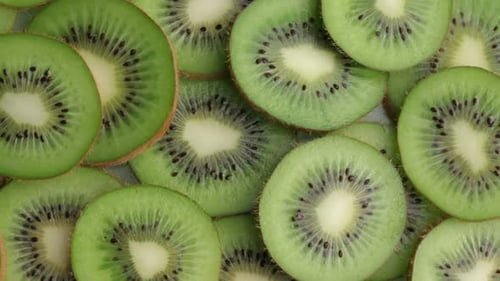 Kiwi Fruit Slices Close Up Overhead