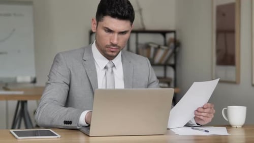 Paperwork Businessman Working in Office