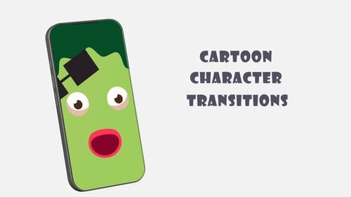 Playful Cartoon Character Transitions for Vertical Mobile Videos