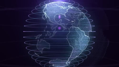 Futuristic Digital Globe Rotation Network Background