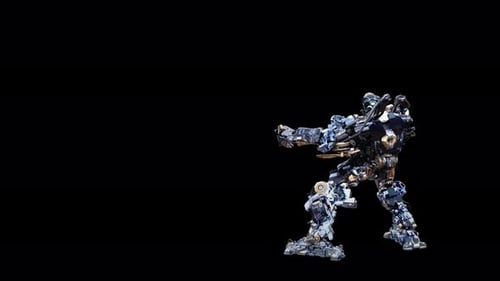 Futuristic 3D Robot Performing Energetic Dance on Alpha Channel