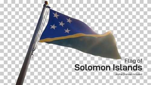 Realistic Solomon Islands Flag Waving in Wind