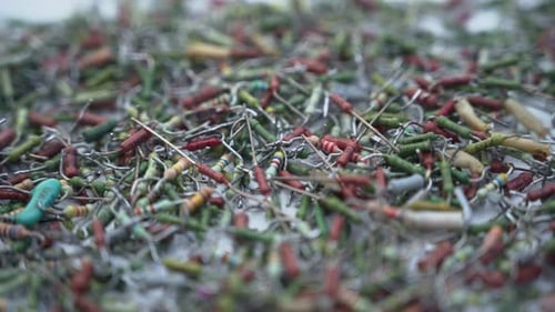 Colorful Assortment of Resistors in Close-Up Shot