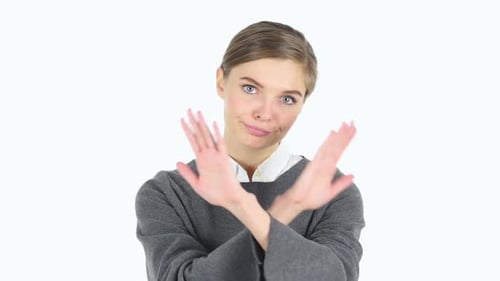 Young Woman Shakes Head and Makes No Gesture