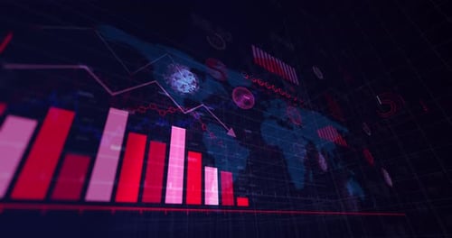 Futuristic Medical Data Visualization with Animated World Map and Graphs