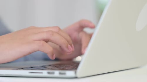 Hands Close Up of Woman Typing on Laptop