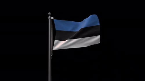 Realistic Estonian Flag Waving on Pole Animation