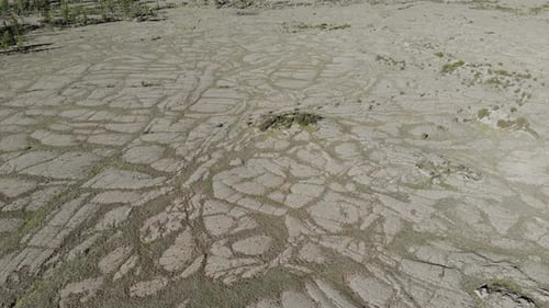 Volcanic Basalt Plateau Formed by Solidifying Lava Rocks