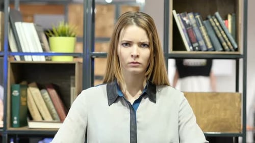 Angry Woman Arguing, Yelling, Indoor Office