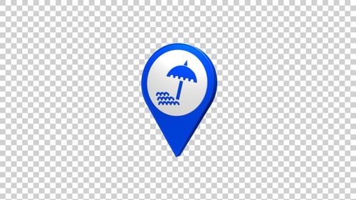 Beach Map Pin Location Icon