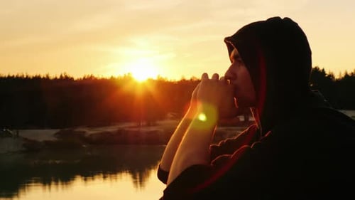 Portrait of a Pensive Man in the Hood