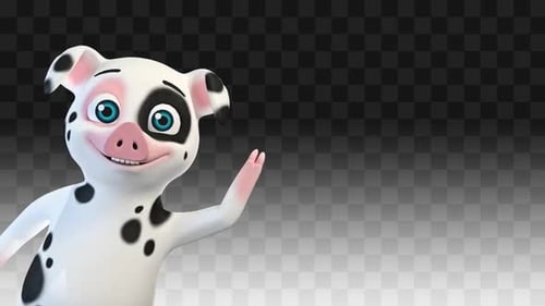 White Pig Greeting From Corner
