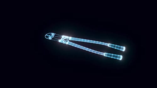 Futuristic Wireframe Bolt Cutter Hologram Animation