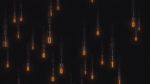 0-1 Numbers Codes falling abstract background